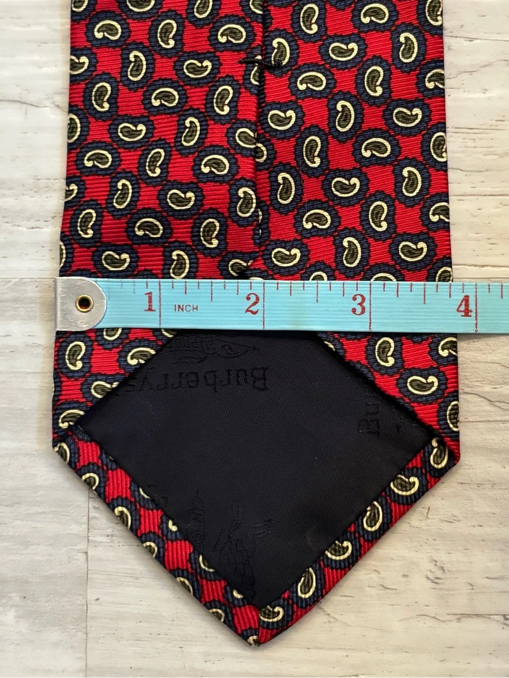 Burberrys Vintage Red Paisley Silk Tie